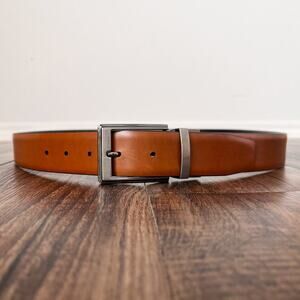 Reversible Pebbled Leather Belt Handcrafted Italy Preppy Men Size 40 Brown Black